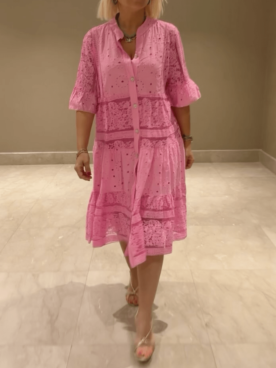 Ellen | Women's Dress | Button Front Tiered Midi