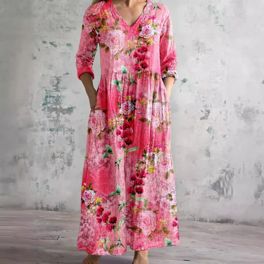 Ellen | Women’s Dress | Maxi Floral with V-Neck
