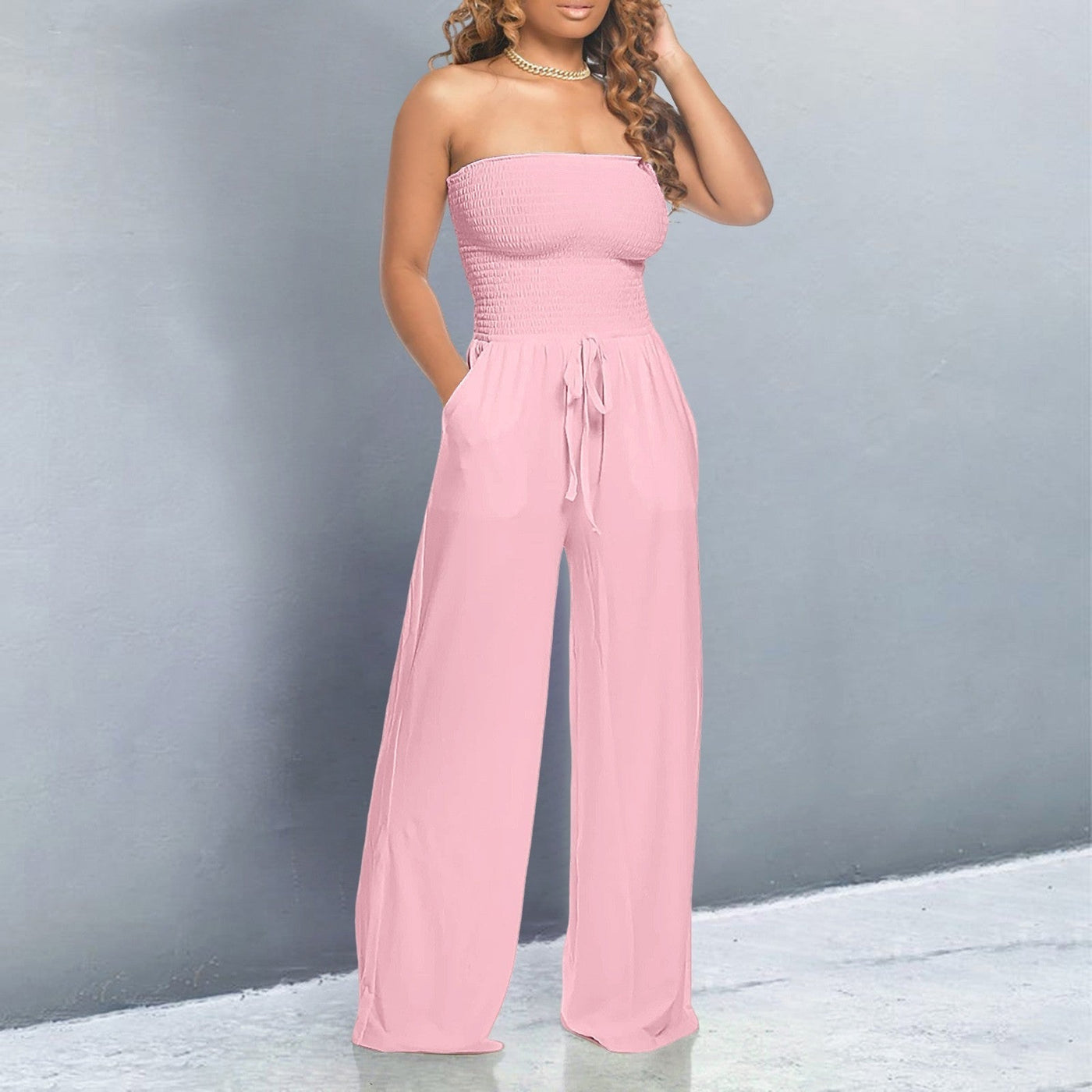 Ellen | Women's Jumpsuit | Strapless Wide Leg