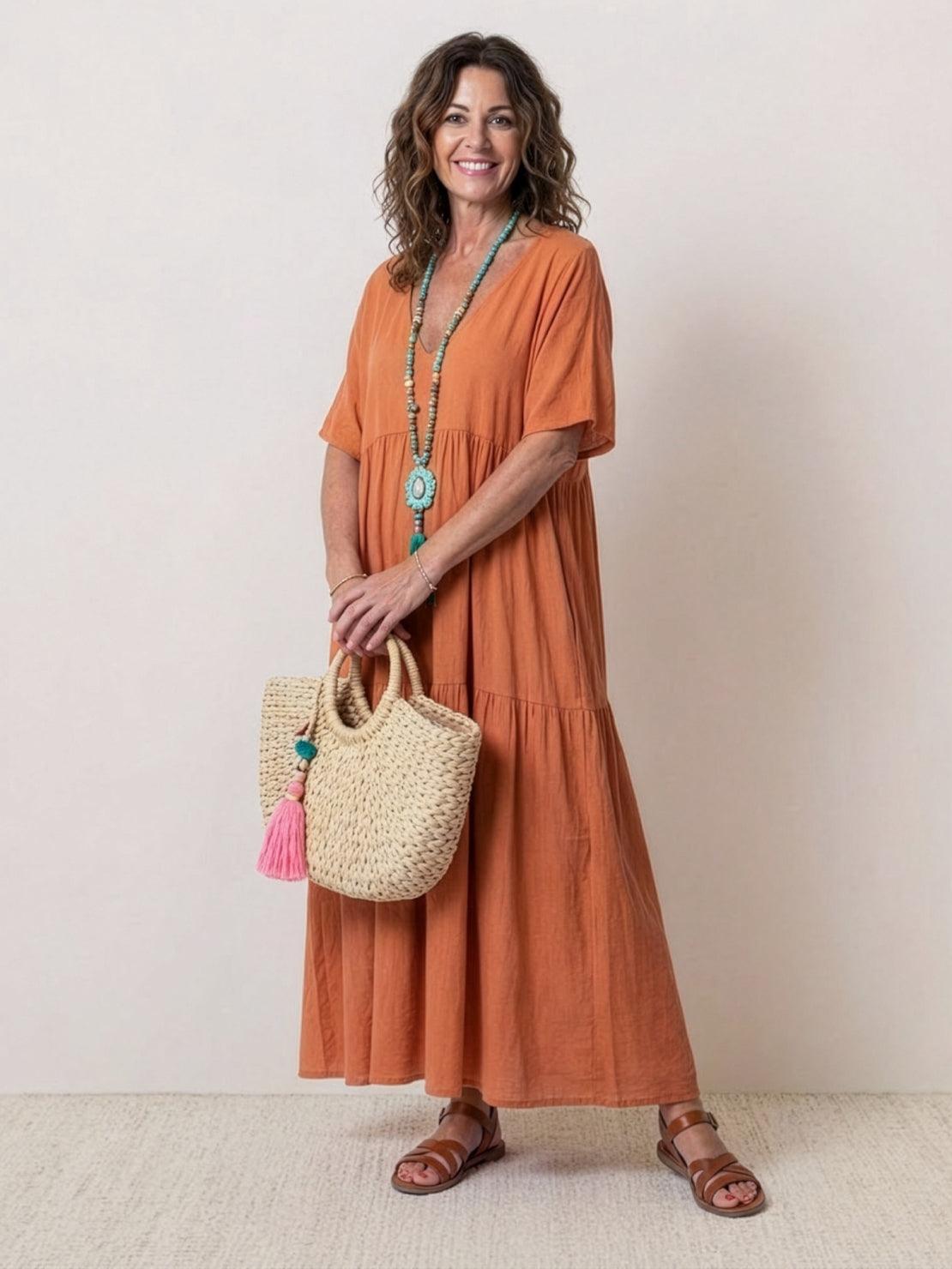 Ellen | Women's Boho Maxi Dress | V-Neck Tiered