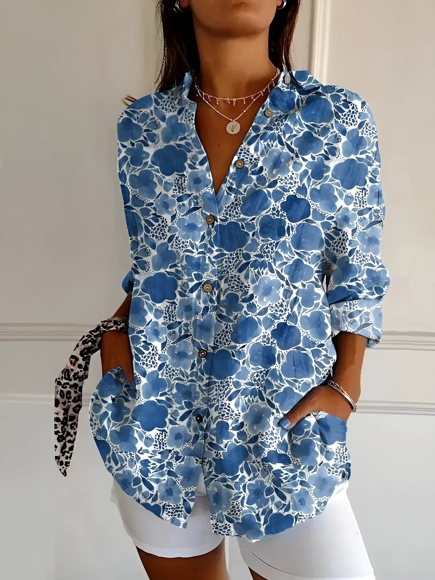 Ellen | Women’s Blouse | Button-Front with Prints