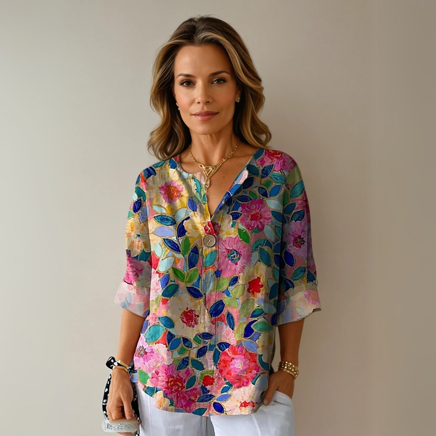 Ellen | Women's Blouse | Floral Print Button Front Closure