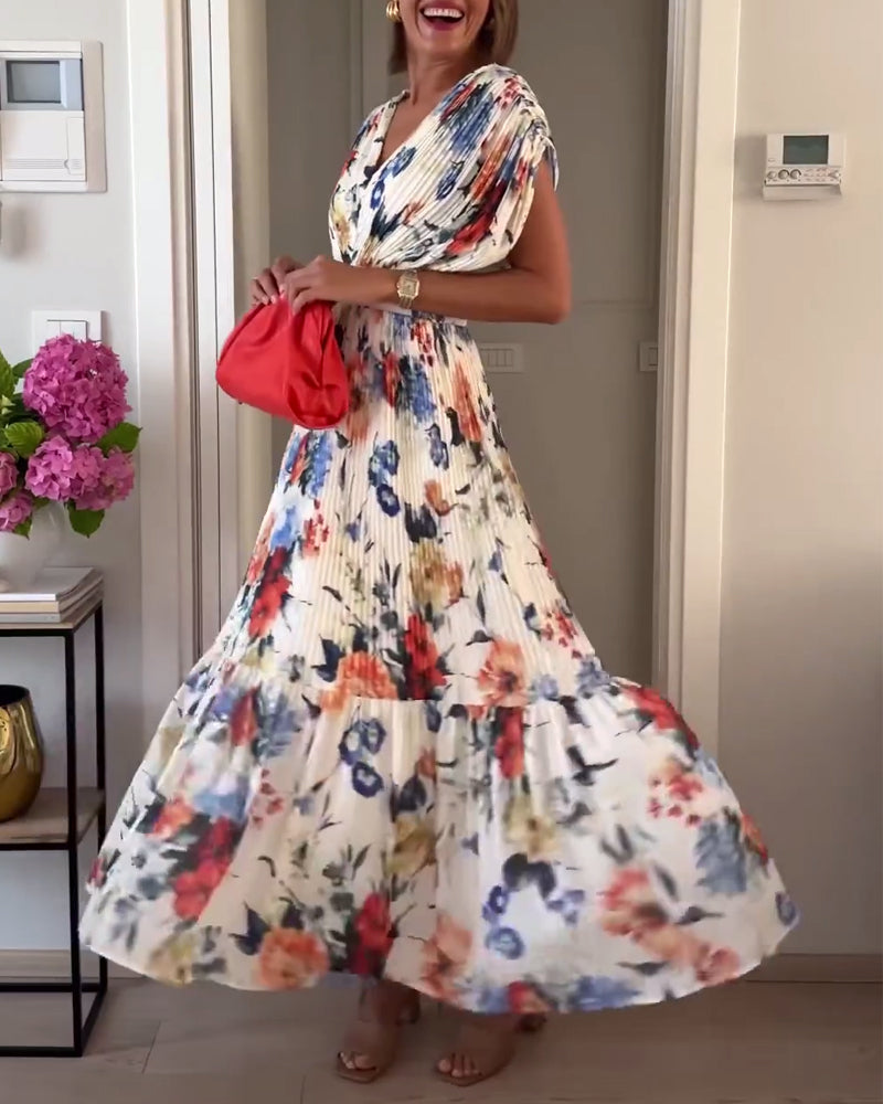 Ellen | Women's Wedding Guest Maxi Dress | Floral V-Neck