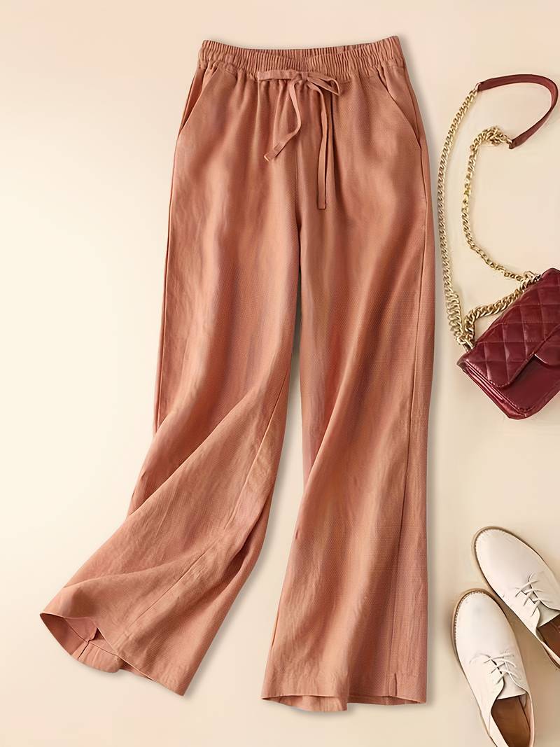 Ellen | Women's Trousers | Wide Leg Drawstring Waist