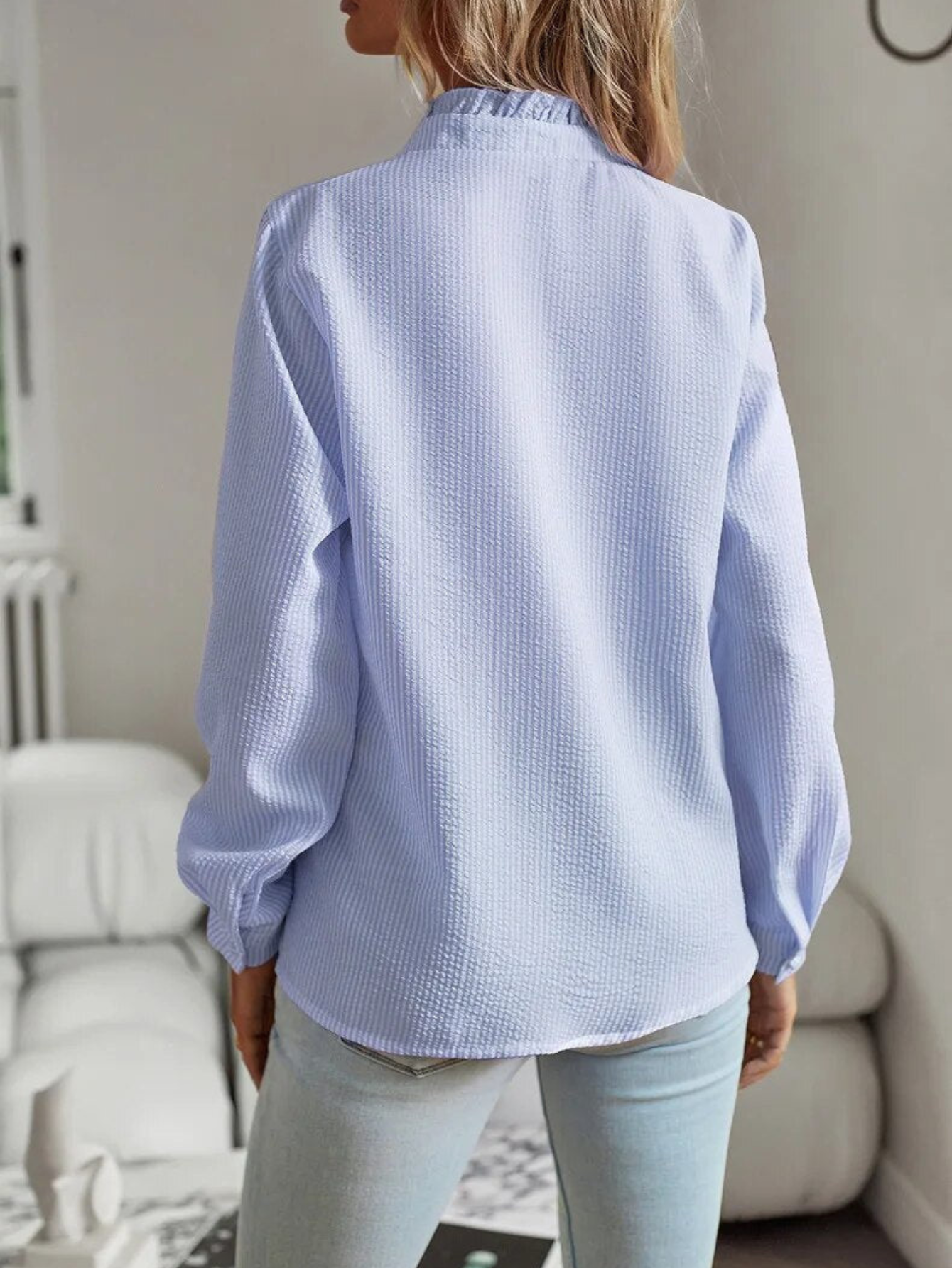 Women’s Blouse | Ruffle Front Button