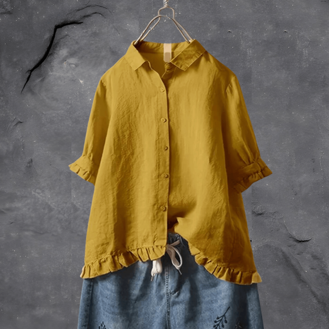 Ellen | Women’s Blouse | Collared Ruffled Hem