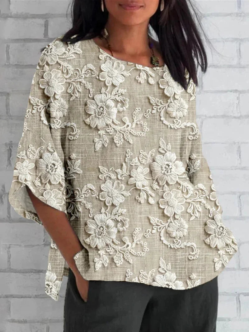 Ellen | Women’s Blouse | Vintage Floral Embroidery