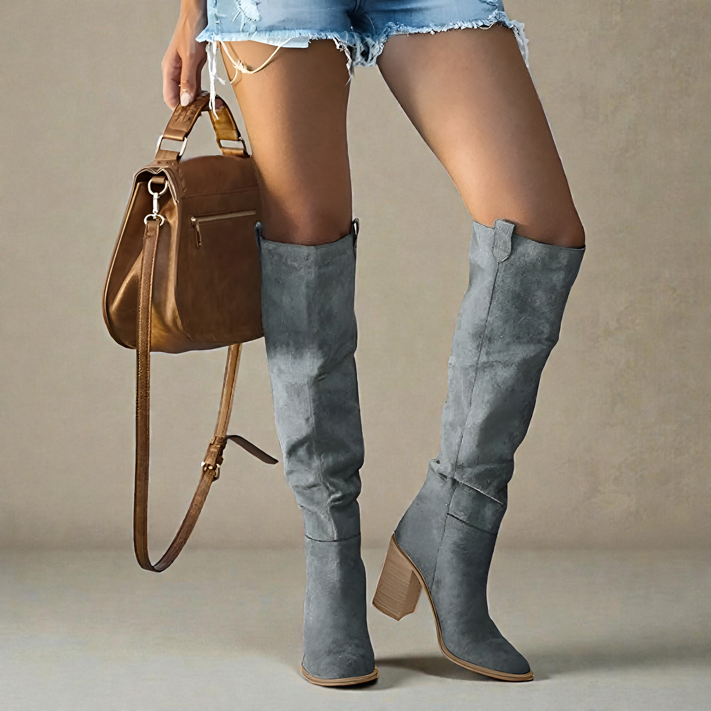 Ellen | Boots For Women | Knee High Block Heel With Closed Toe
