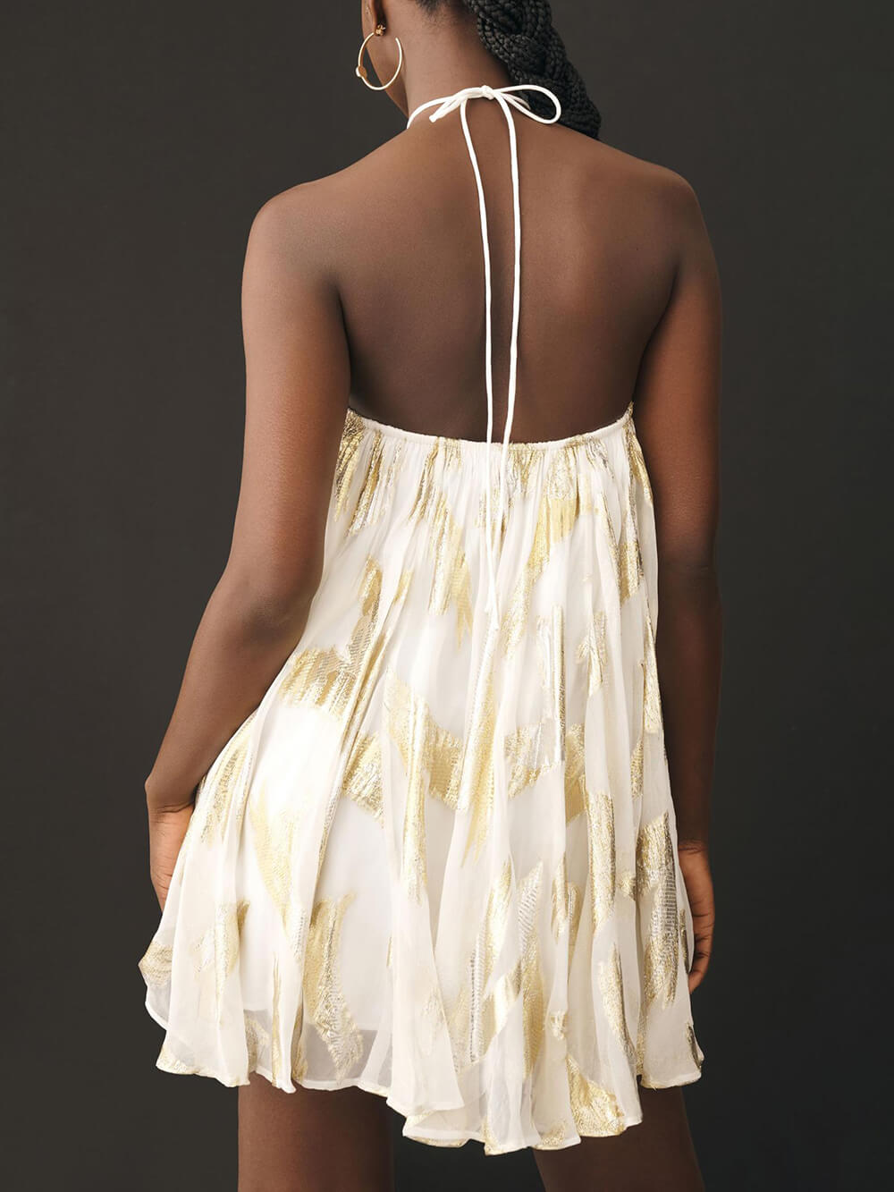 Women's White Mini Dress | Halter Sleeveless
