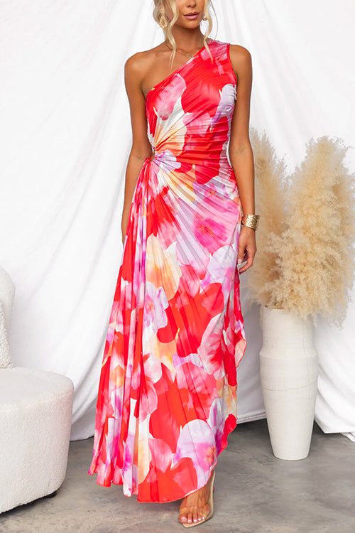 Women's Wedding Guest Maxi Dress | Pleated Floral