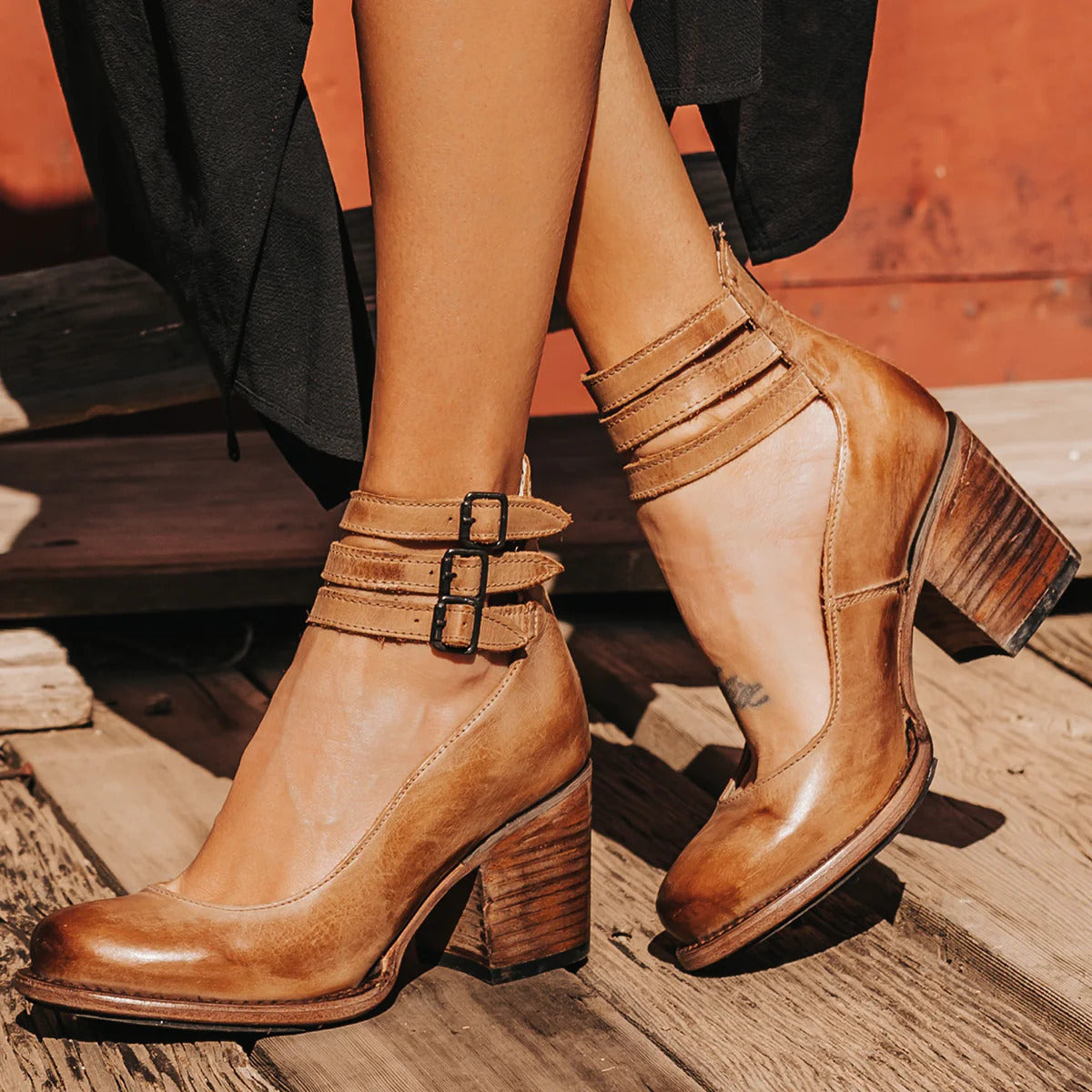 Ellen | Heels For Women | Ankle Strap Block Heel Boot