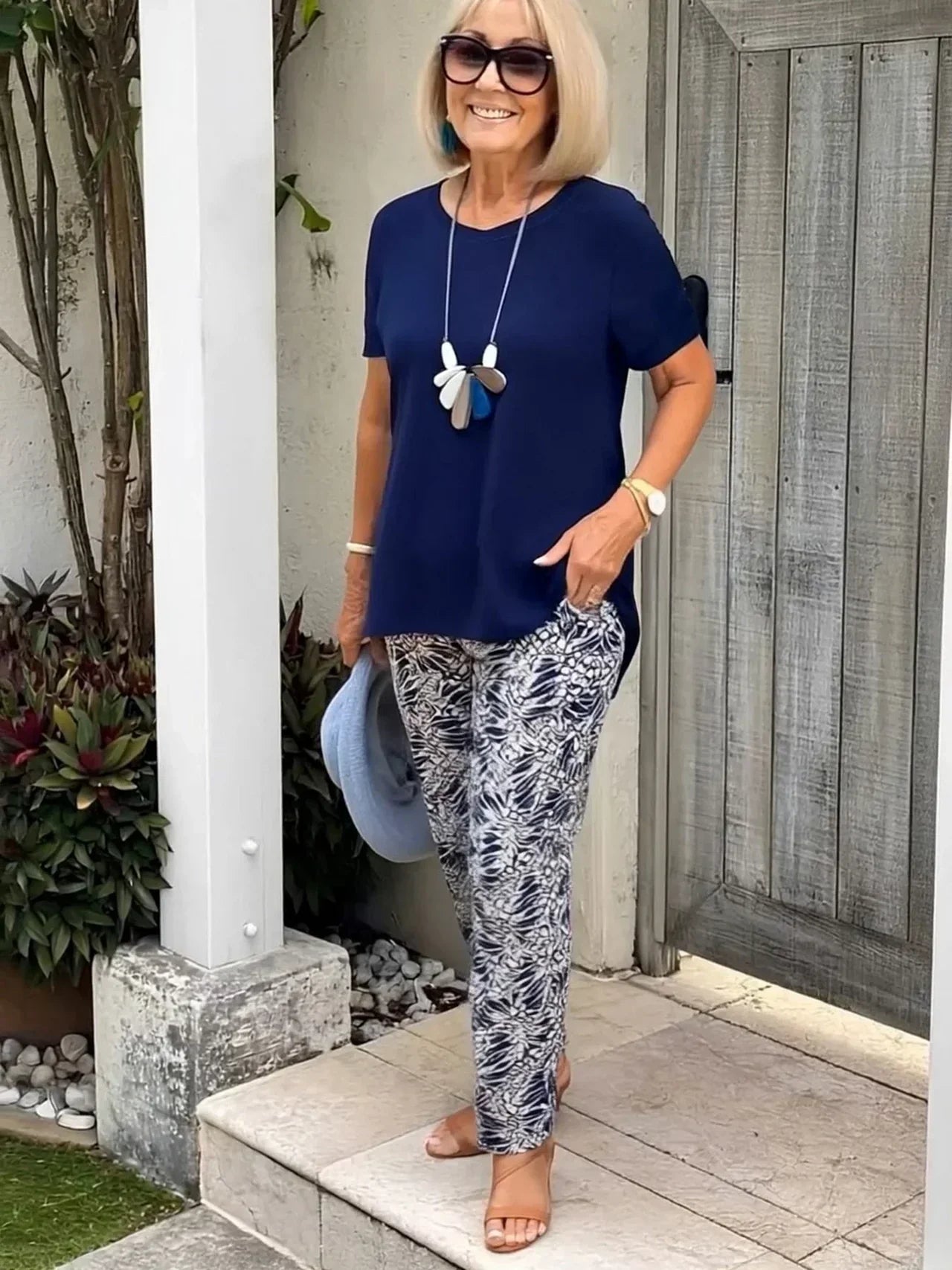 Ellen | Women's Coastal Set | Matching Outfit With Patterned Bottom