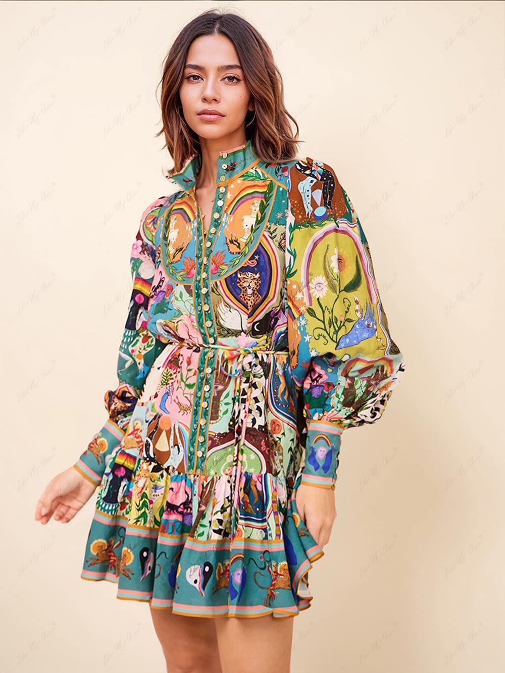 Ellen | Women's Boho Mini Dress | Long Sleeve
