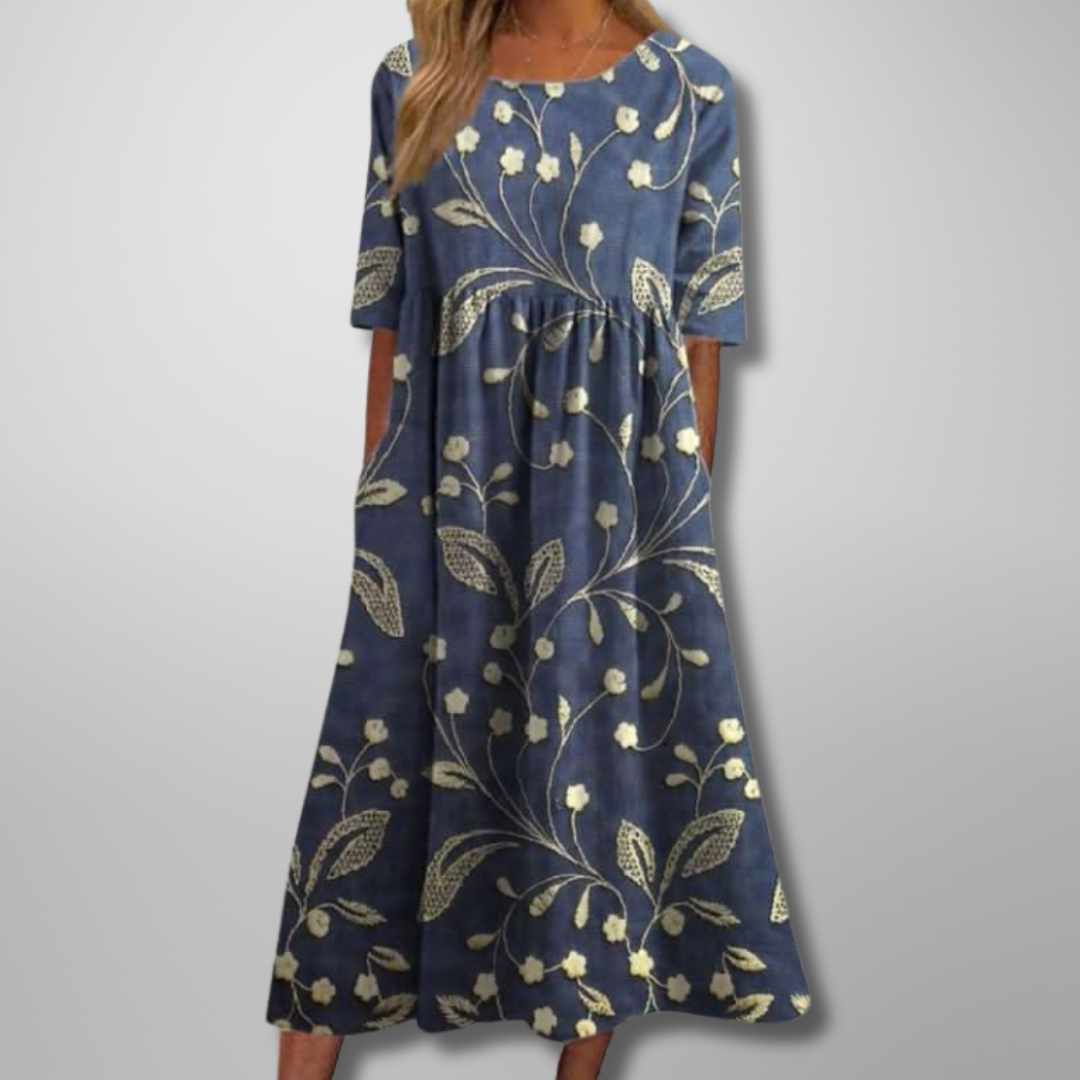 Ellen | Women's Dress | Short Sleeve Loose Fit Midi