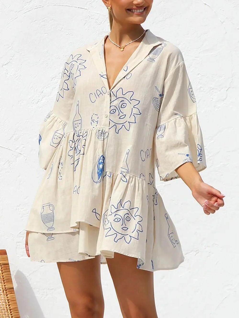 Ellen | Women's Mini Sundress | Botanical Print