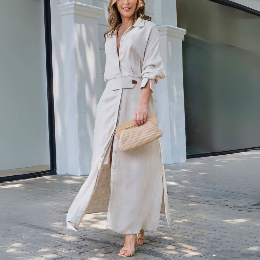 Ellen | Women’s Dress | Long Sleeve Button Front