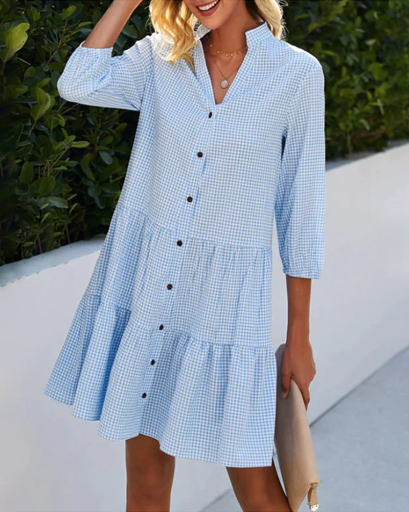 Ellen | Women’s Summer Dress | V-Neck Mini Button Front