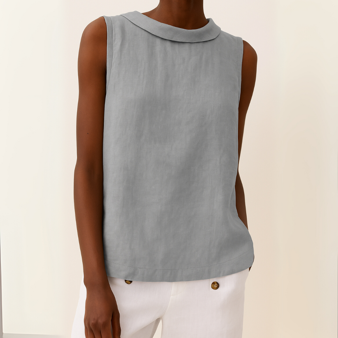 Ellen | Women’s Blouse | Sleeveless with Roll Collar
