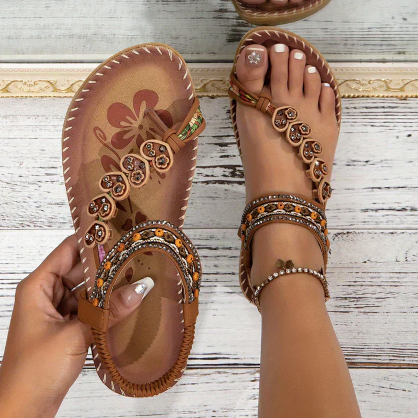 Ellen | Sandals For Women | Decorative Strap Flat Sole Design