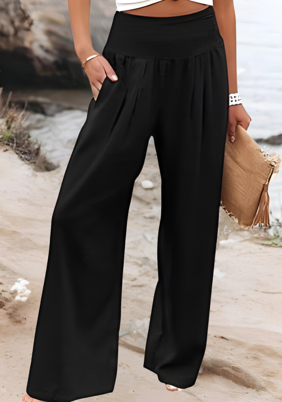 Women's Beach Trousers | Wide Leg Elastic Waist