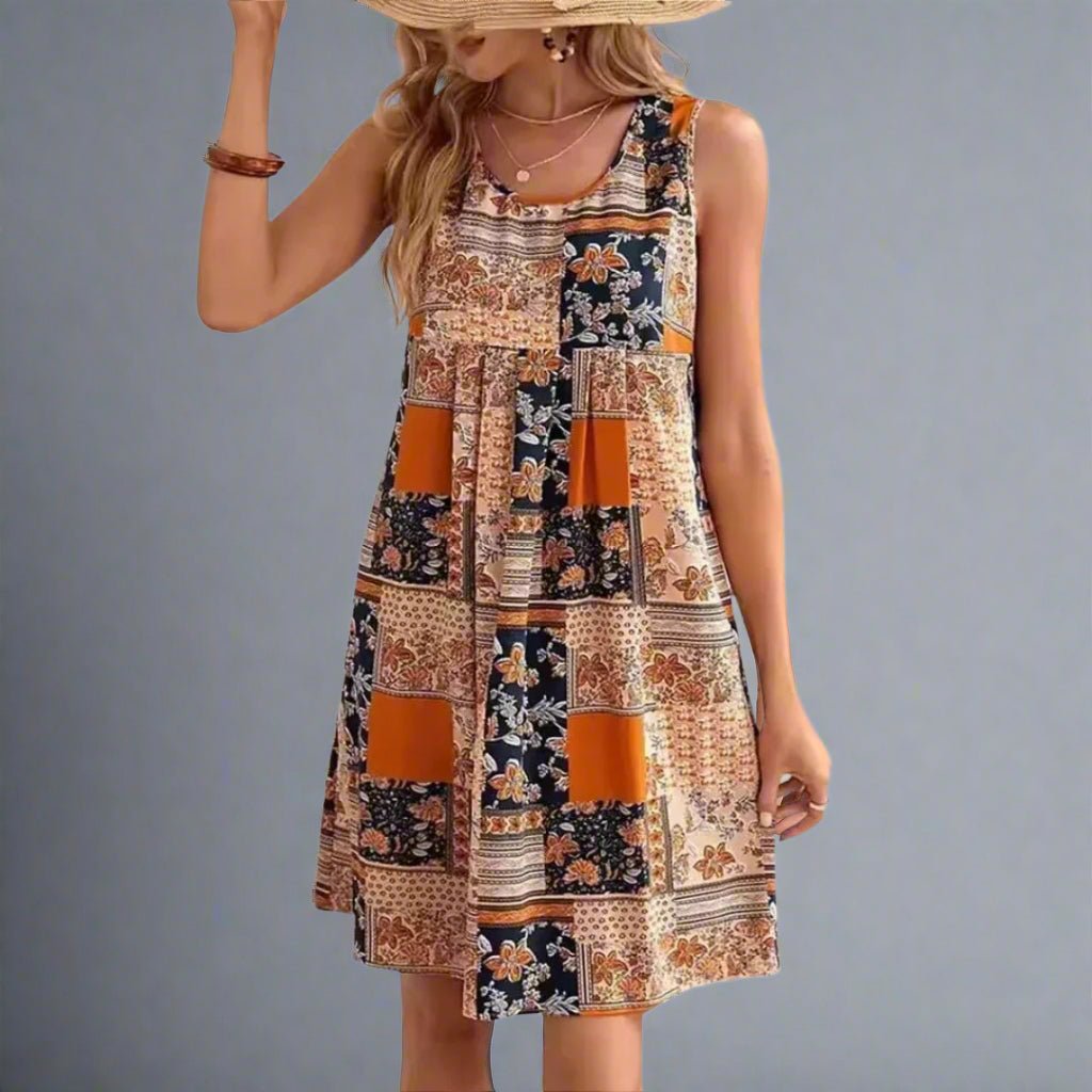 Women's Boho Mini Dress | Sleeveless Printed
