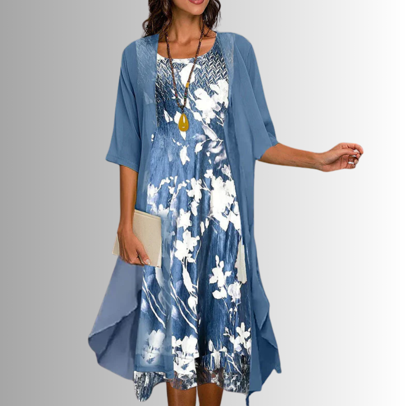 Ellen | Women's Dress | Layered Open Front Midi