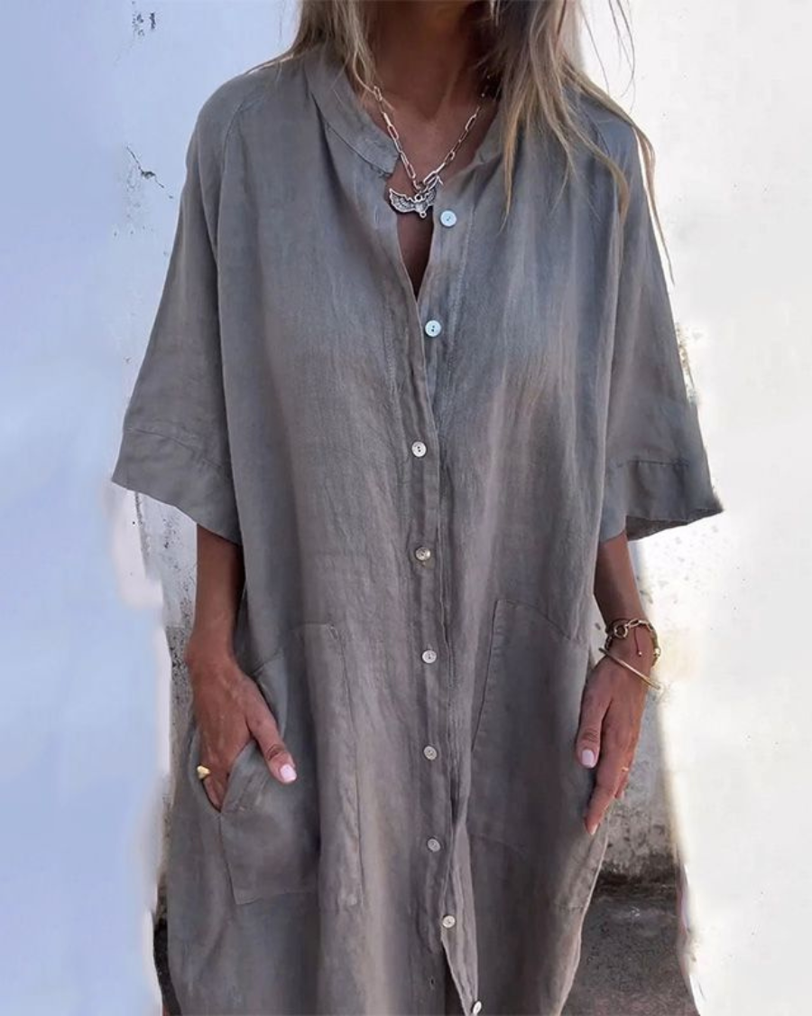 Ellen | Women’s Shirt Dress | Button Front Pocket Design