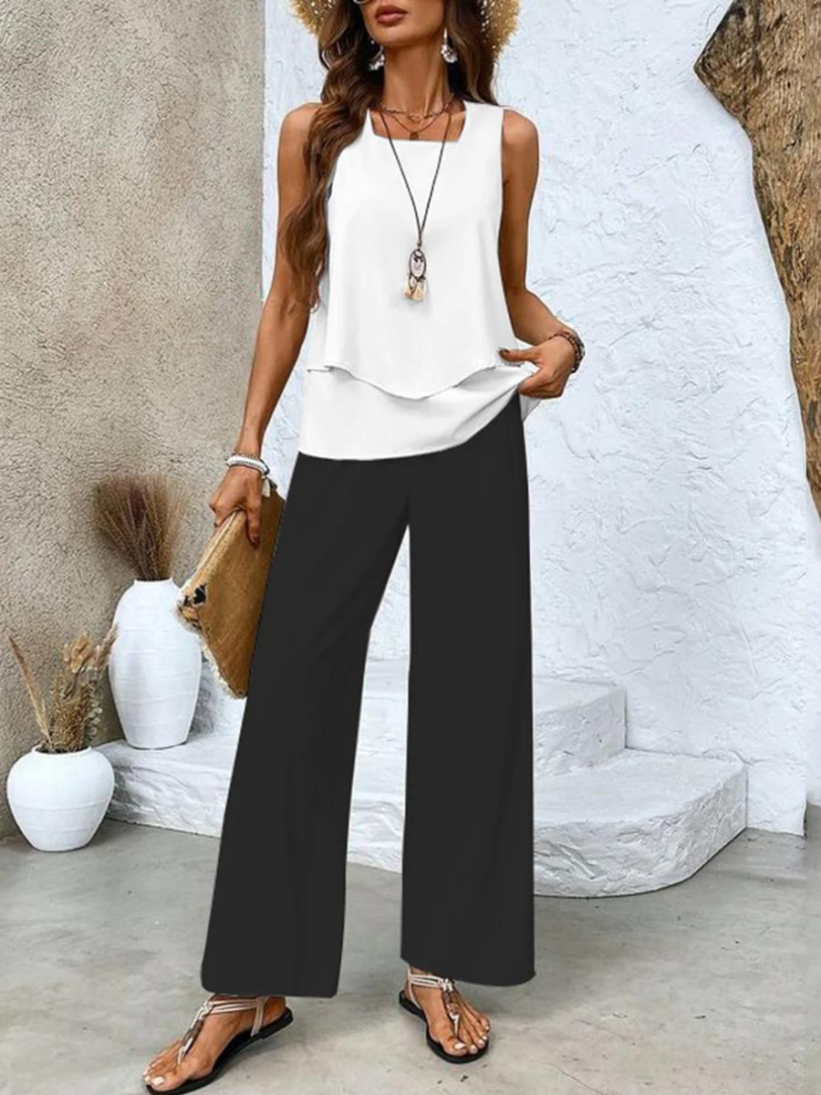 Women's Two-Piece Set | Matching Top and Trousers