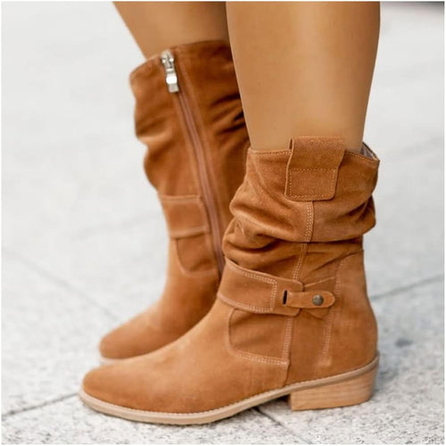 Knee-high Boots for Women | Block Heel Strap Detail