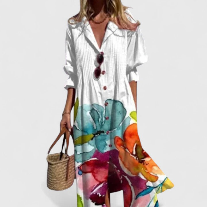 Women's Boho Maxi Dress | Botanical Long Sleeve