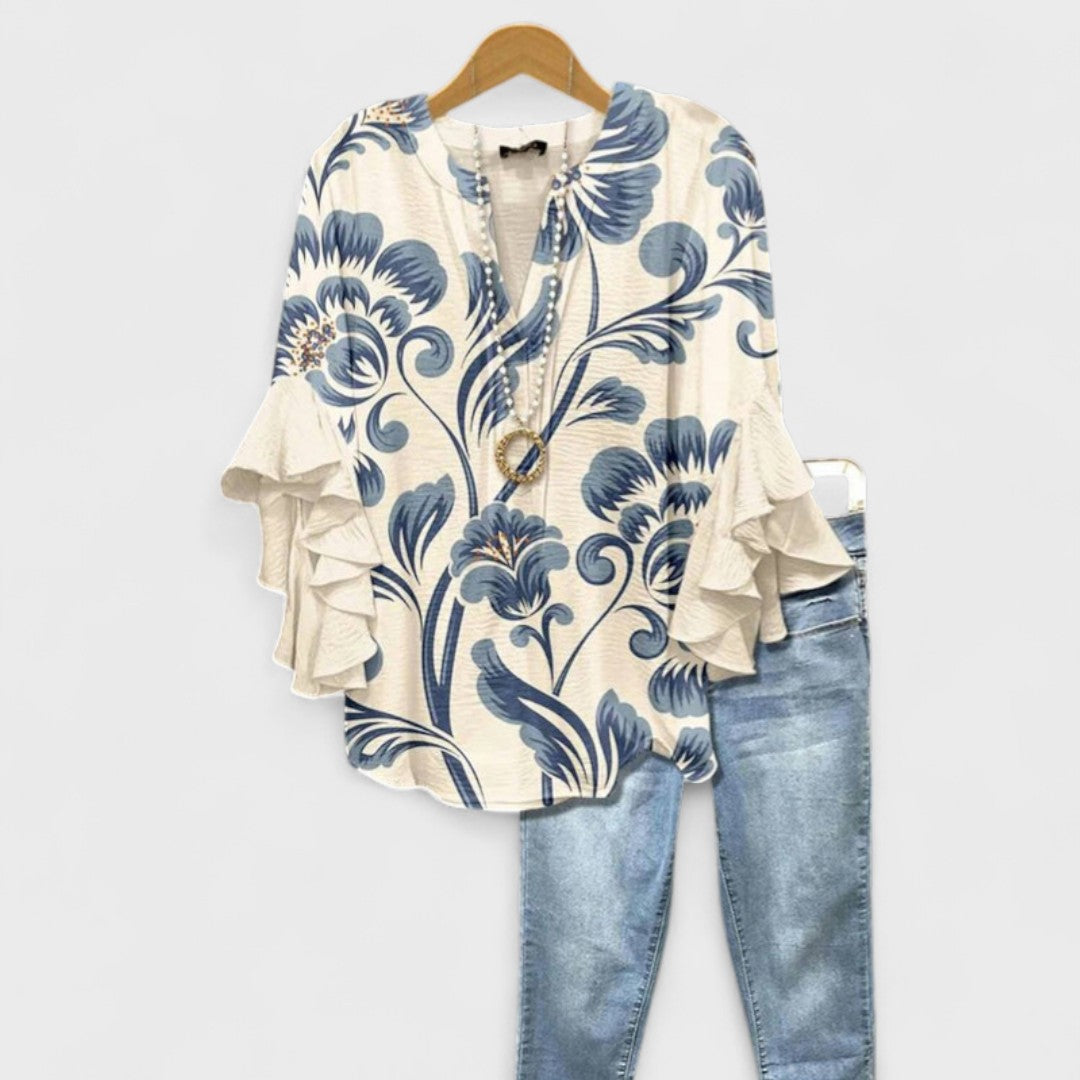 Ellen | Women’s Blouse | V-Neck Ruffle Sleeve