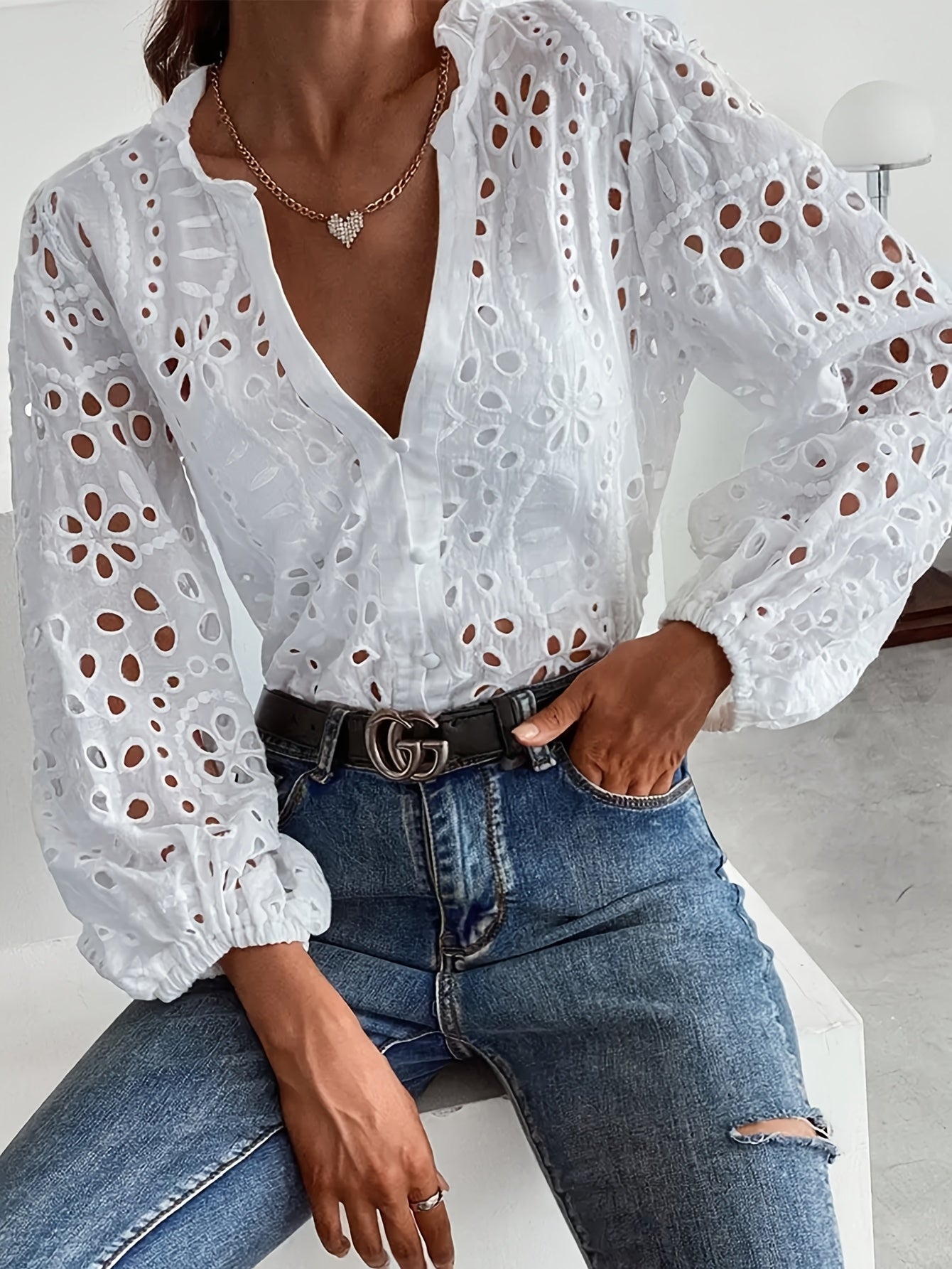 Ellen | Women’s Blouse | Embroidered Long Sleeve