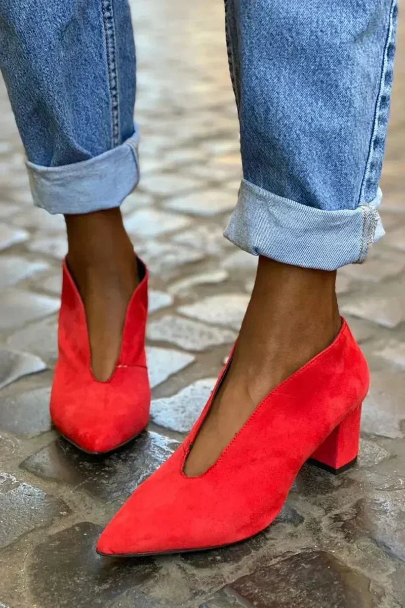 Ellen | Block Heels for Women | Pointed Closed Toe