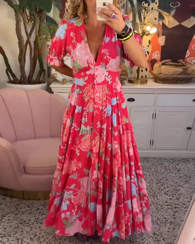 Ellen | Women's Dress | Smocked Waist Maxi Floral Print
