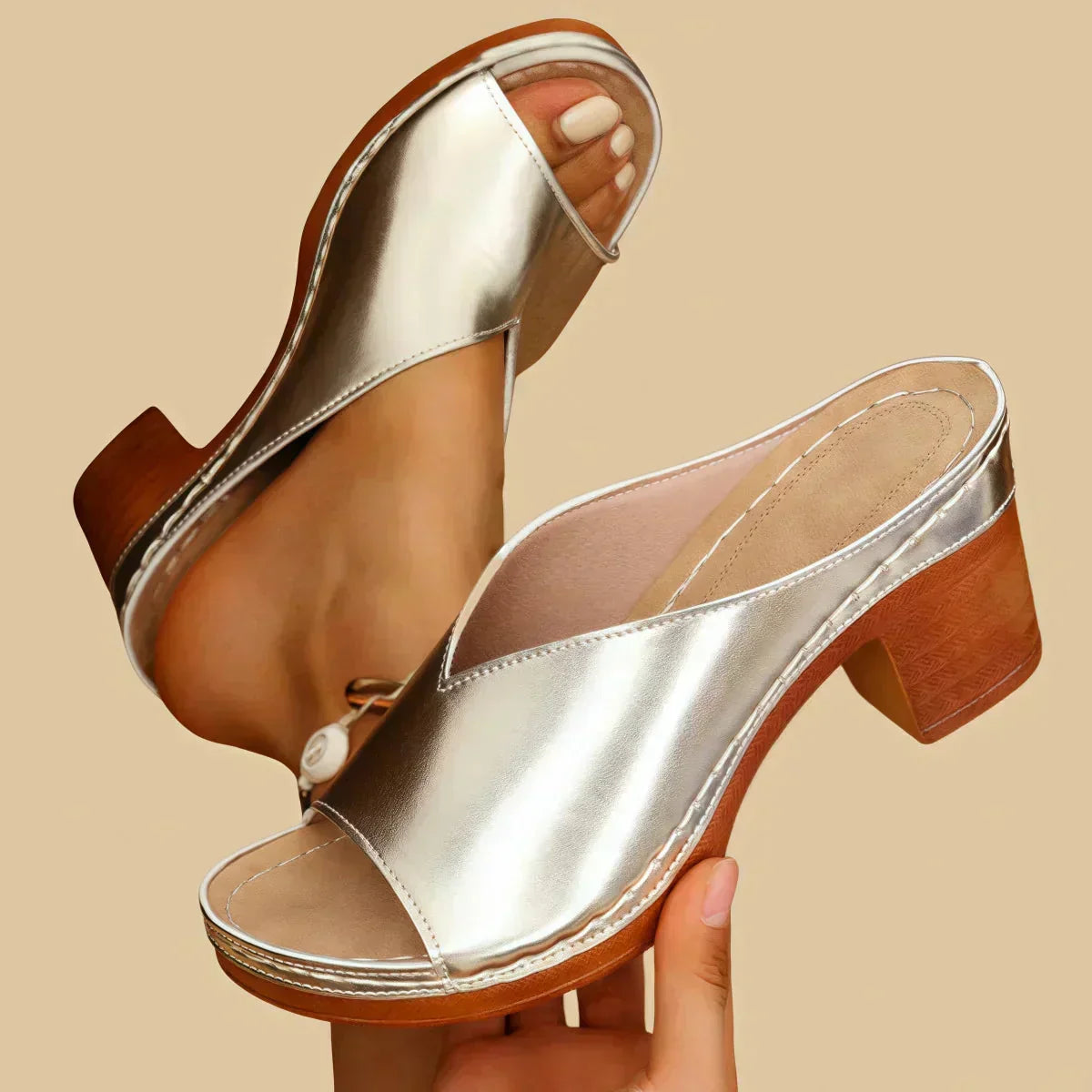 Ellen | Sandals For Women | Open Toe Block Heel Slide