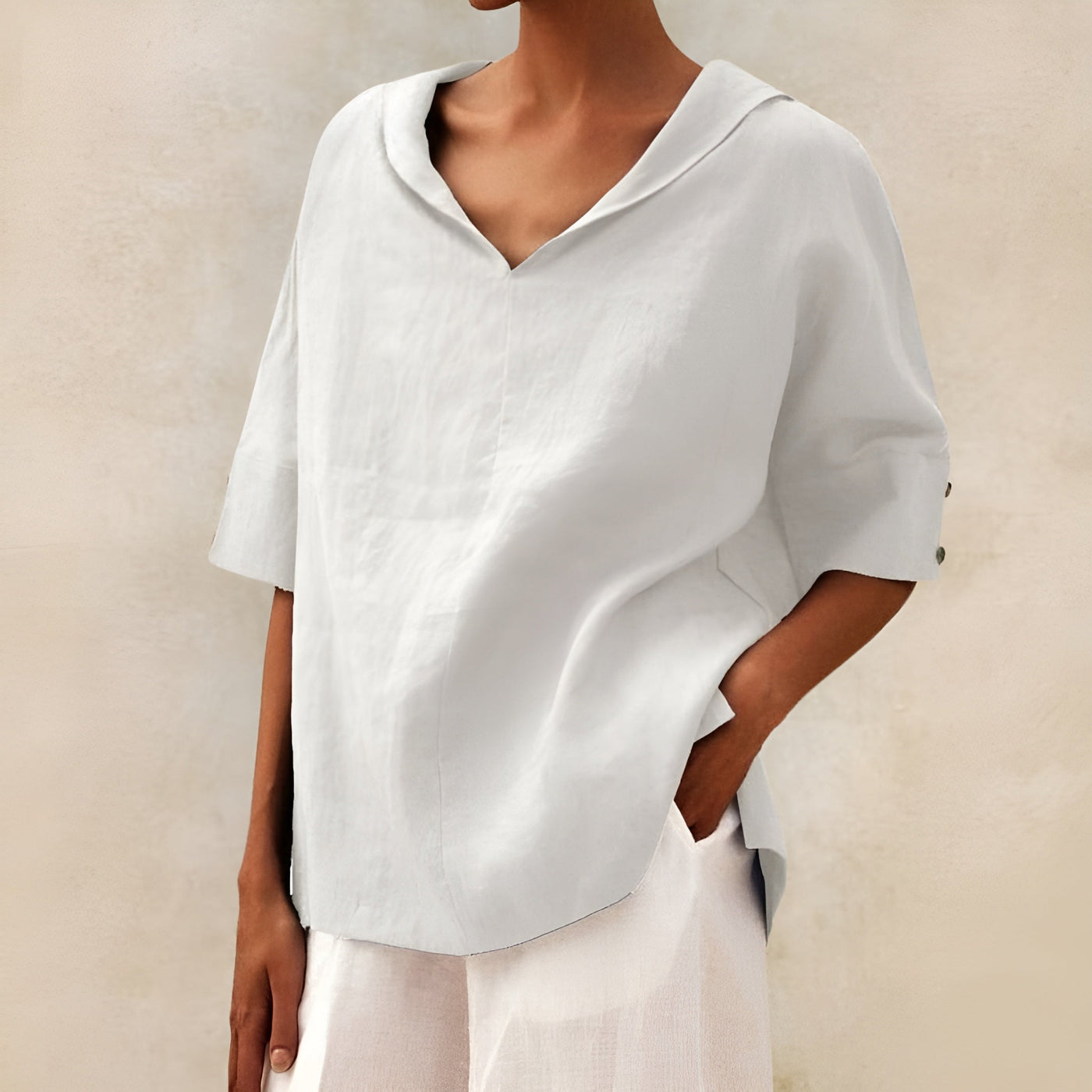 Ellen | Women’s Blouse | Short Sleeve V Neck