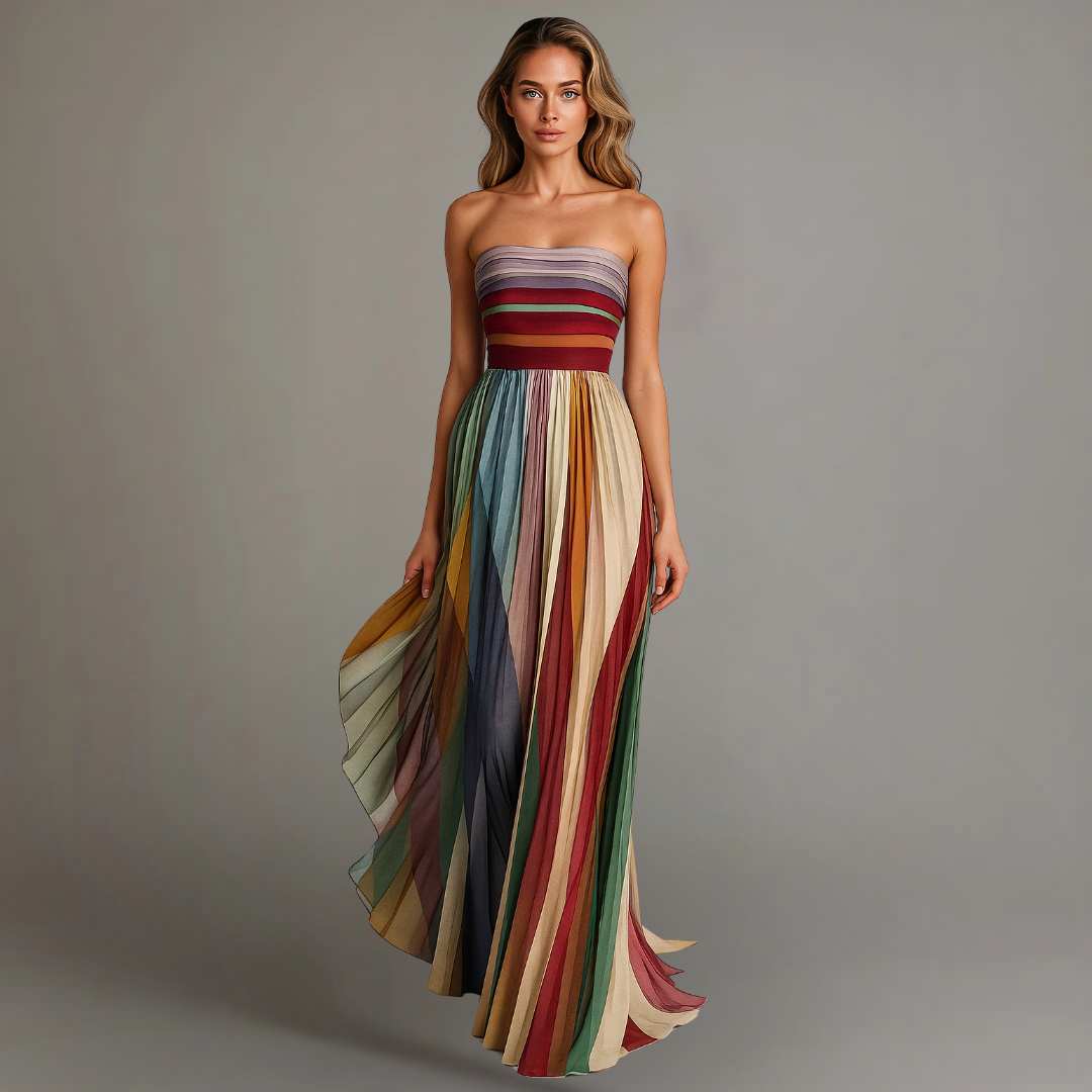 Ellen | Women's Dress | Pleated Maxi Strapless Design