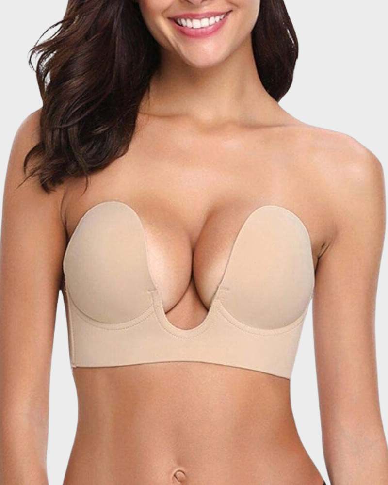 Ellen | Women's Push-Up Plunge Bra | Deep U-Shaped Seamless Design