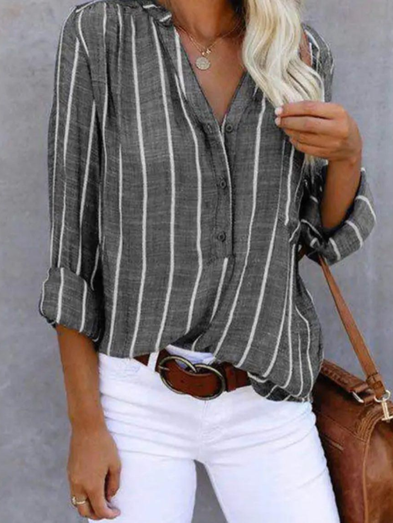 Ellen | Women’s Blouse | Vertical Stripe Casual