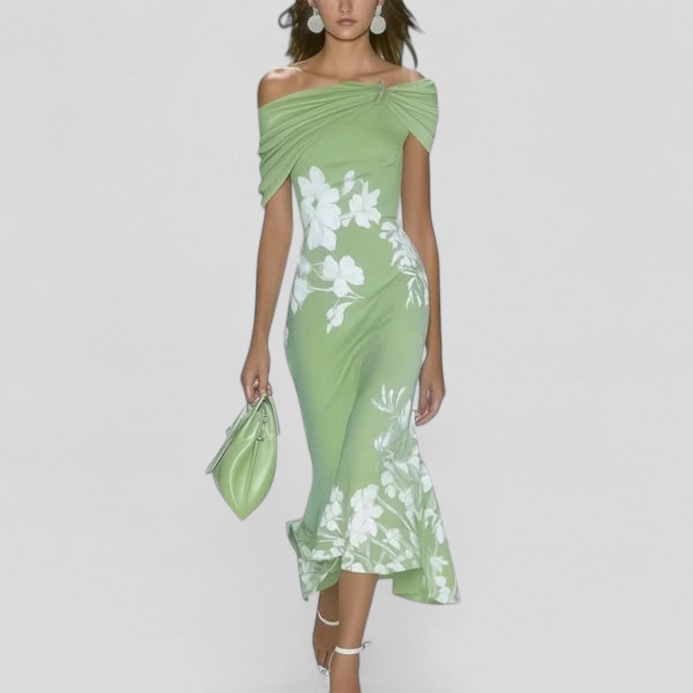 Ellen | Women's Wedding Guest Midi Dress | Bodycon Floral