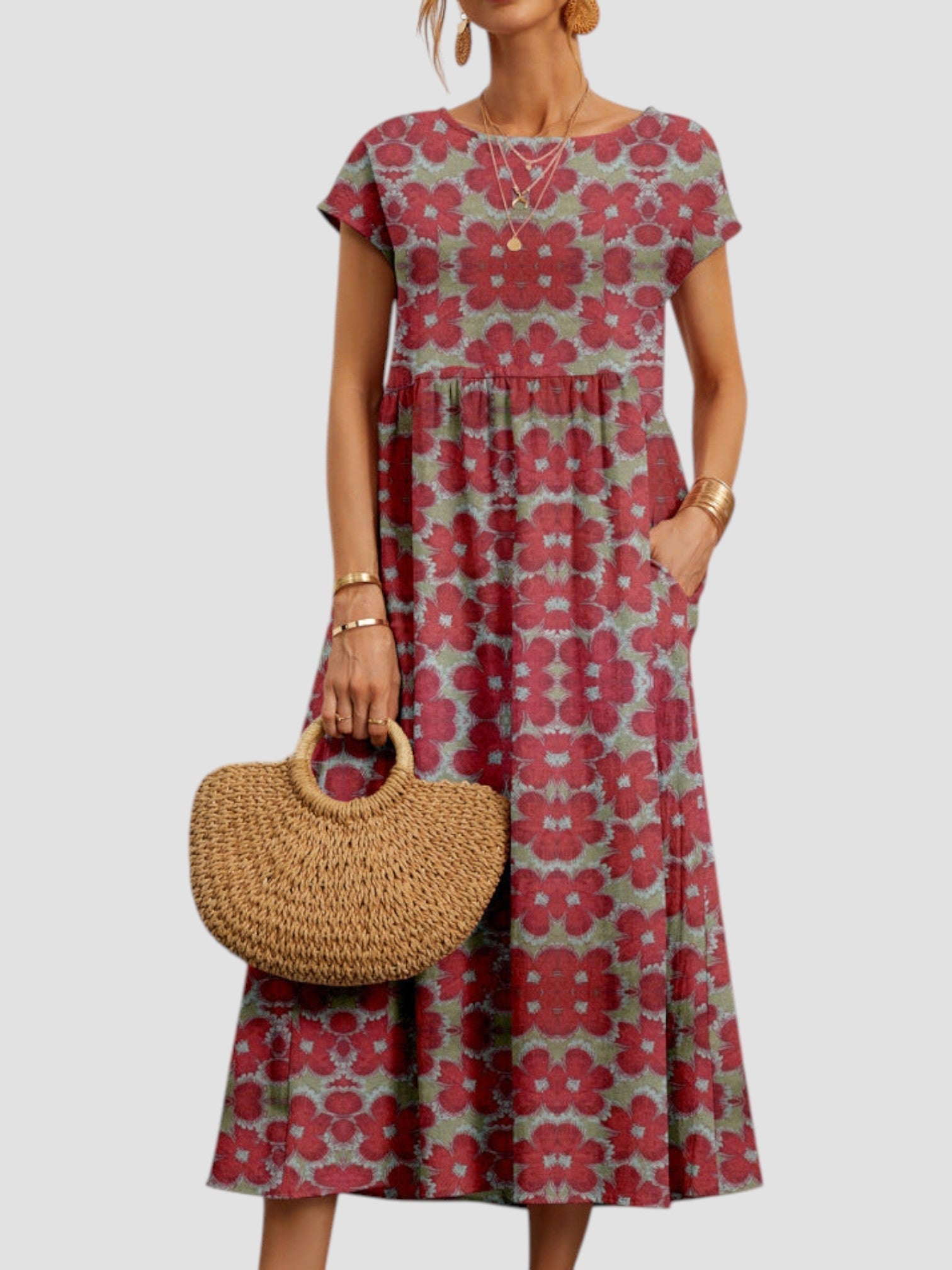 Women's Dress | Geometric Print Midi