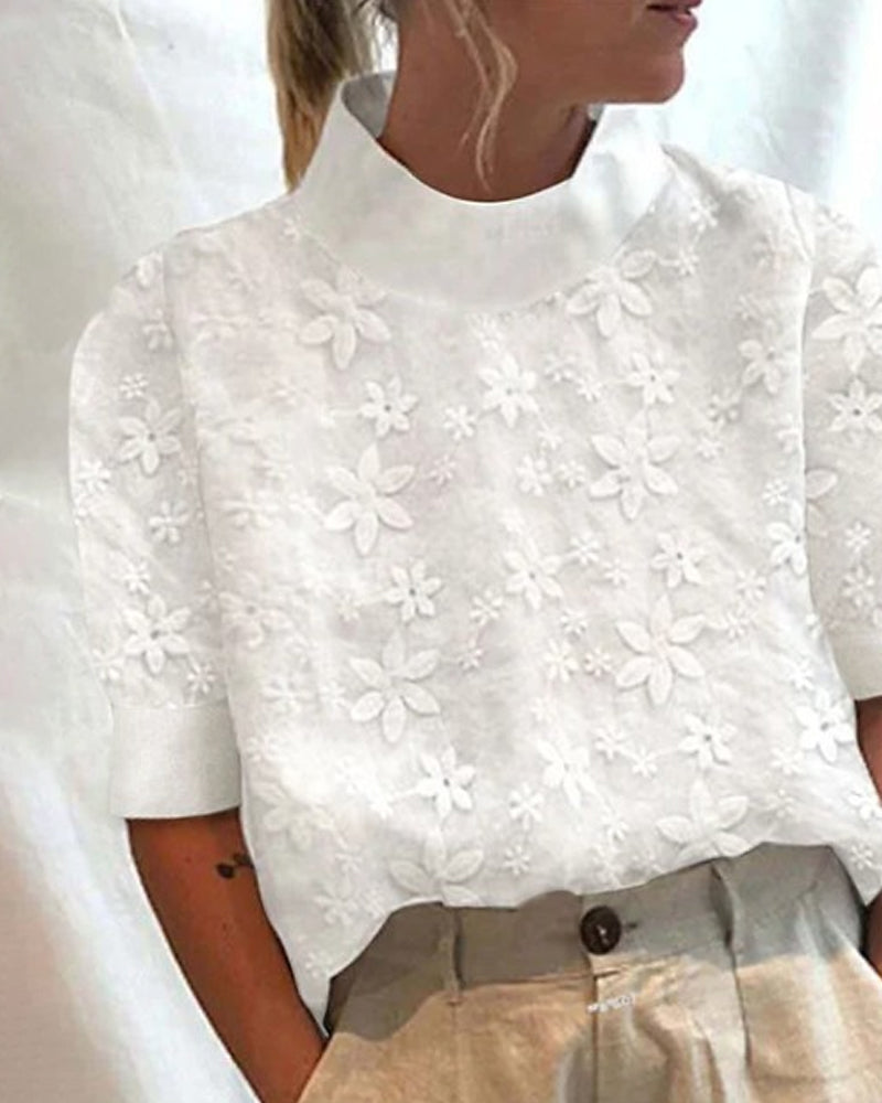 Women’s Blouse | Embroidered Stand-Up Collar