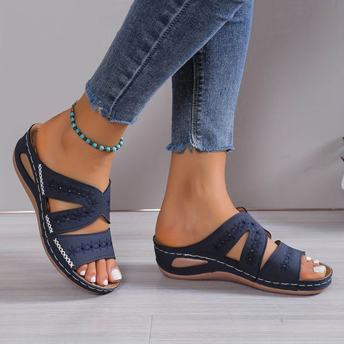Sandals For Women | Open Toe Slip-On With Cutout Sides