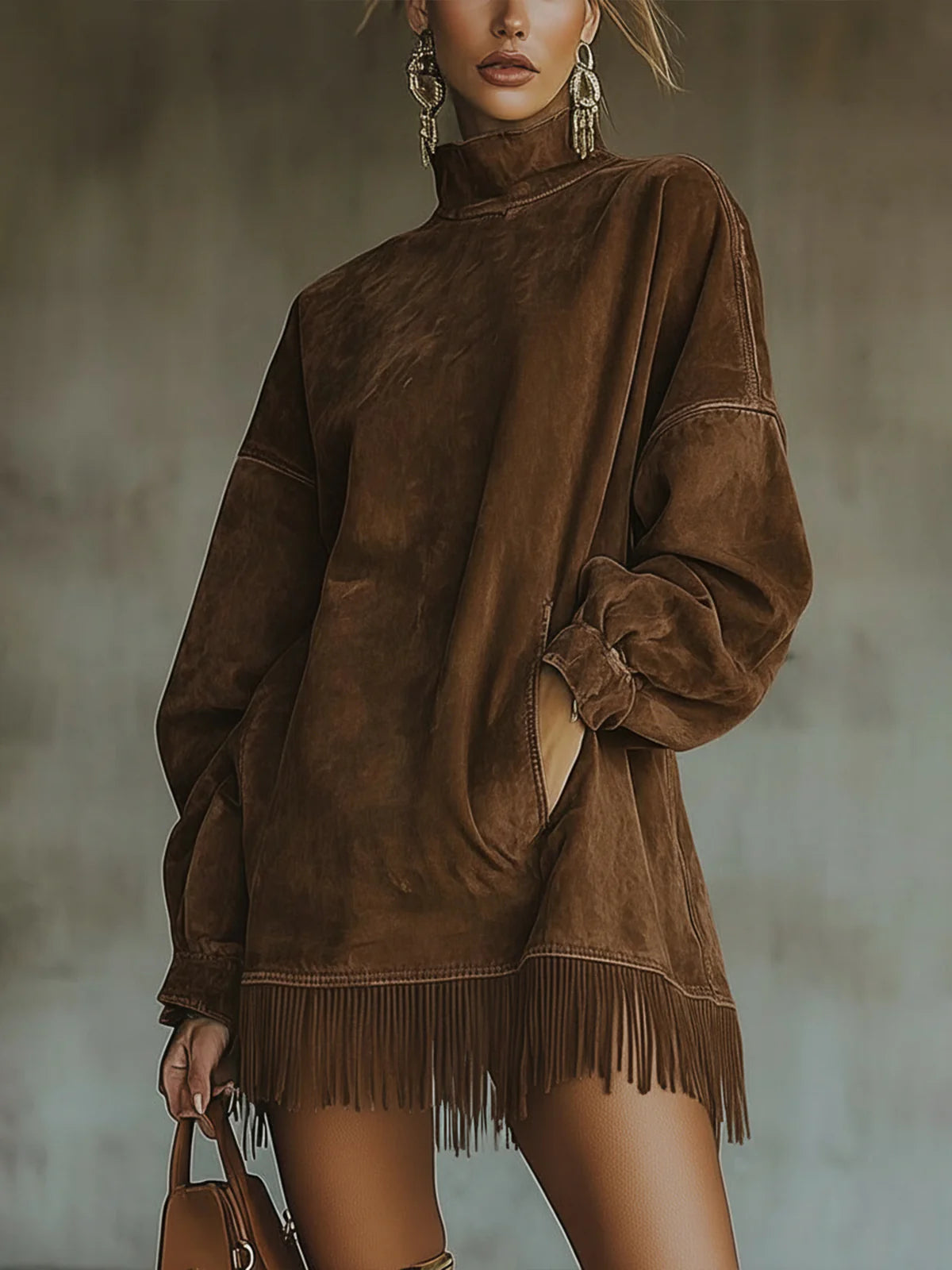 Women's Dress | Fringe Mini High Neck