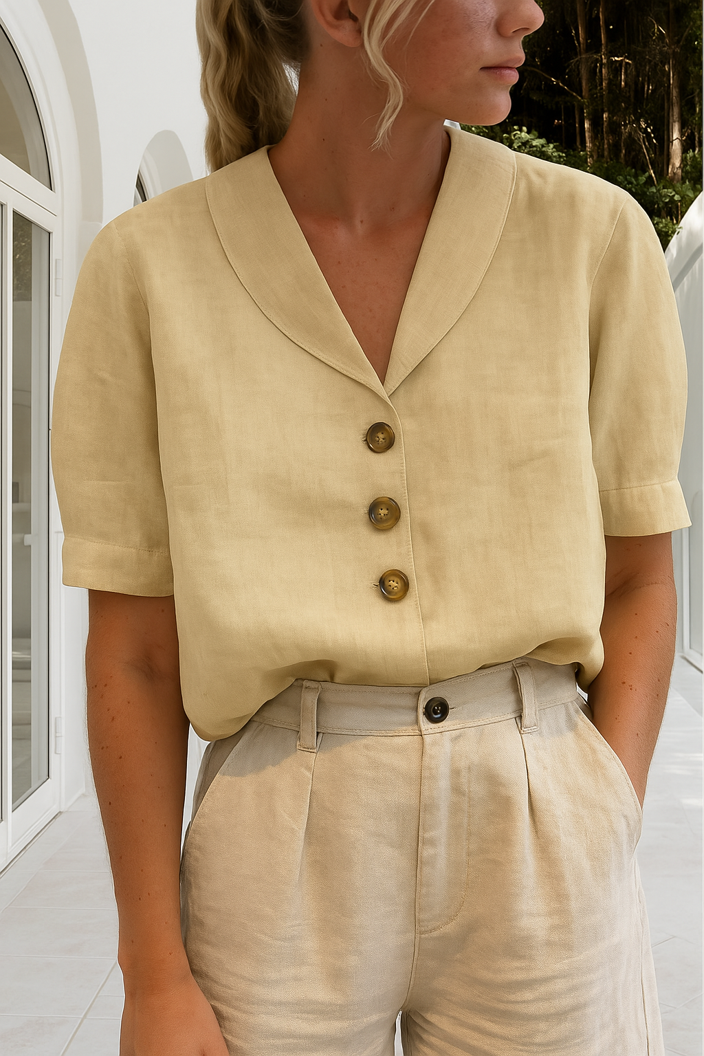 Women’s Blouse | Short Sleeve Button-Up