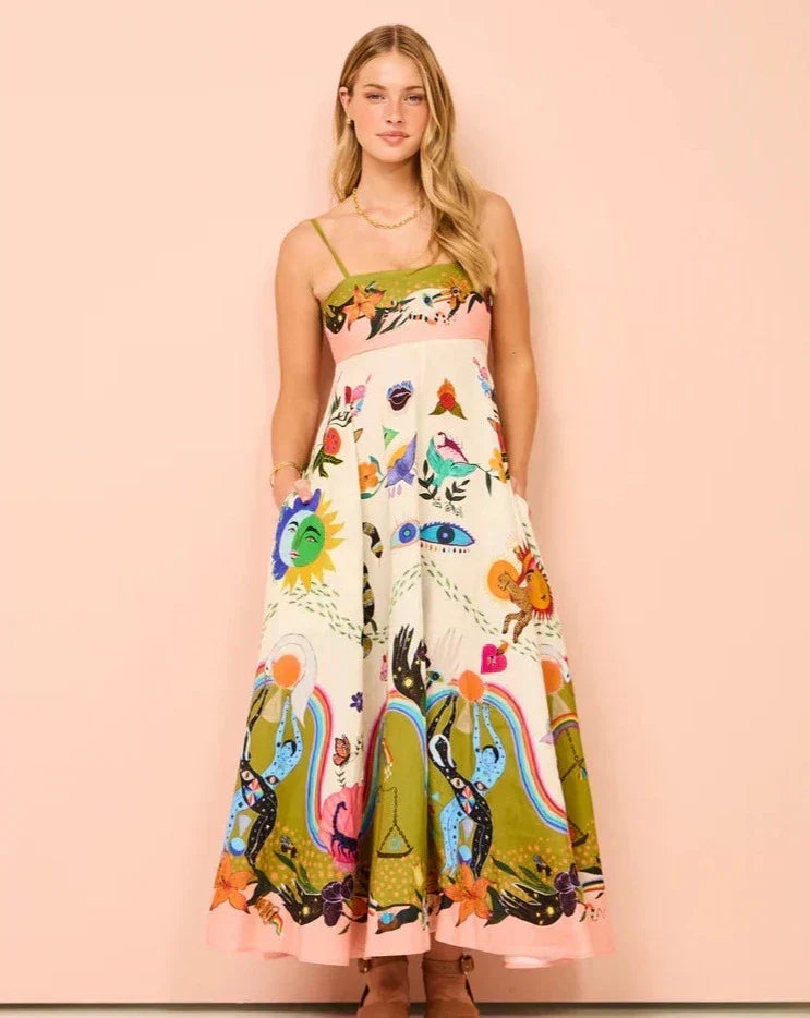 Ellen | Women's Boho Maxi Dress | Spaghetti Strap