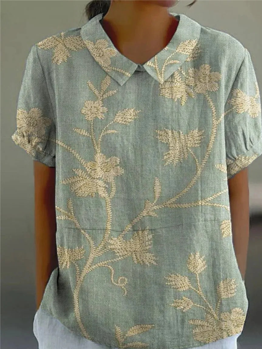 Ellen | Women’s Blouse | Floral with Pointed Collar