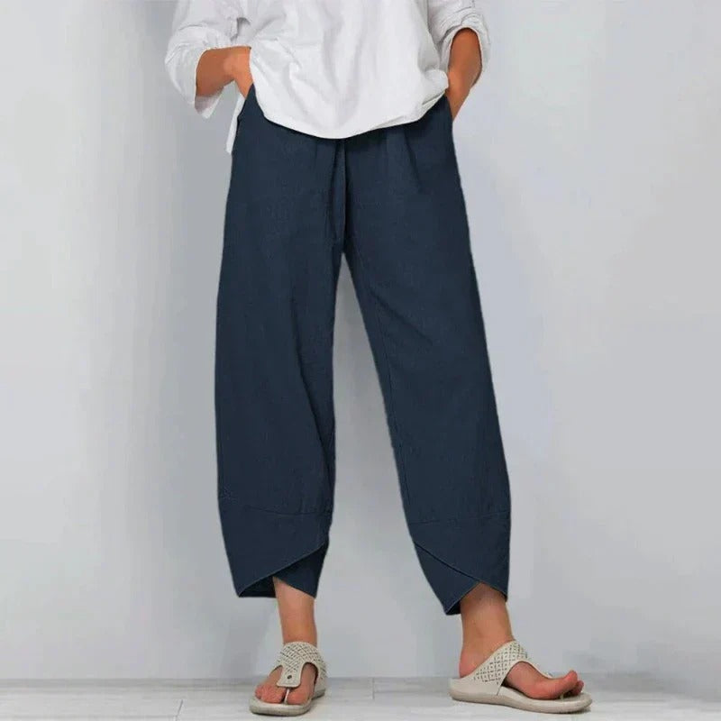 Ellen | Women's Summer Trousers | Wide Leg Cropped Hem