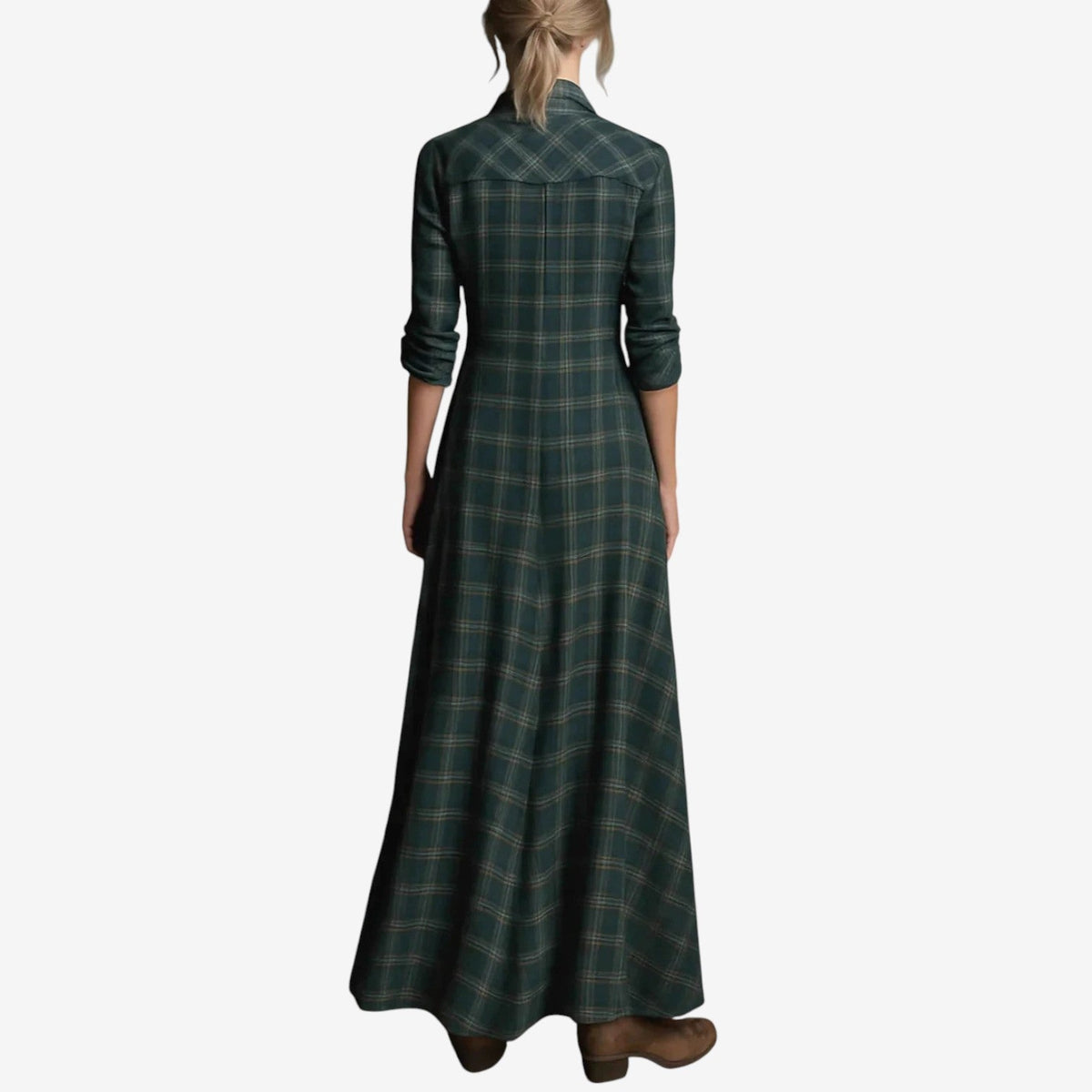 Women's Dress | Maxi Plaid Button Front