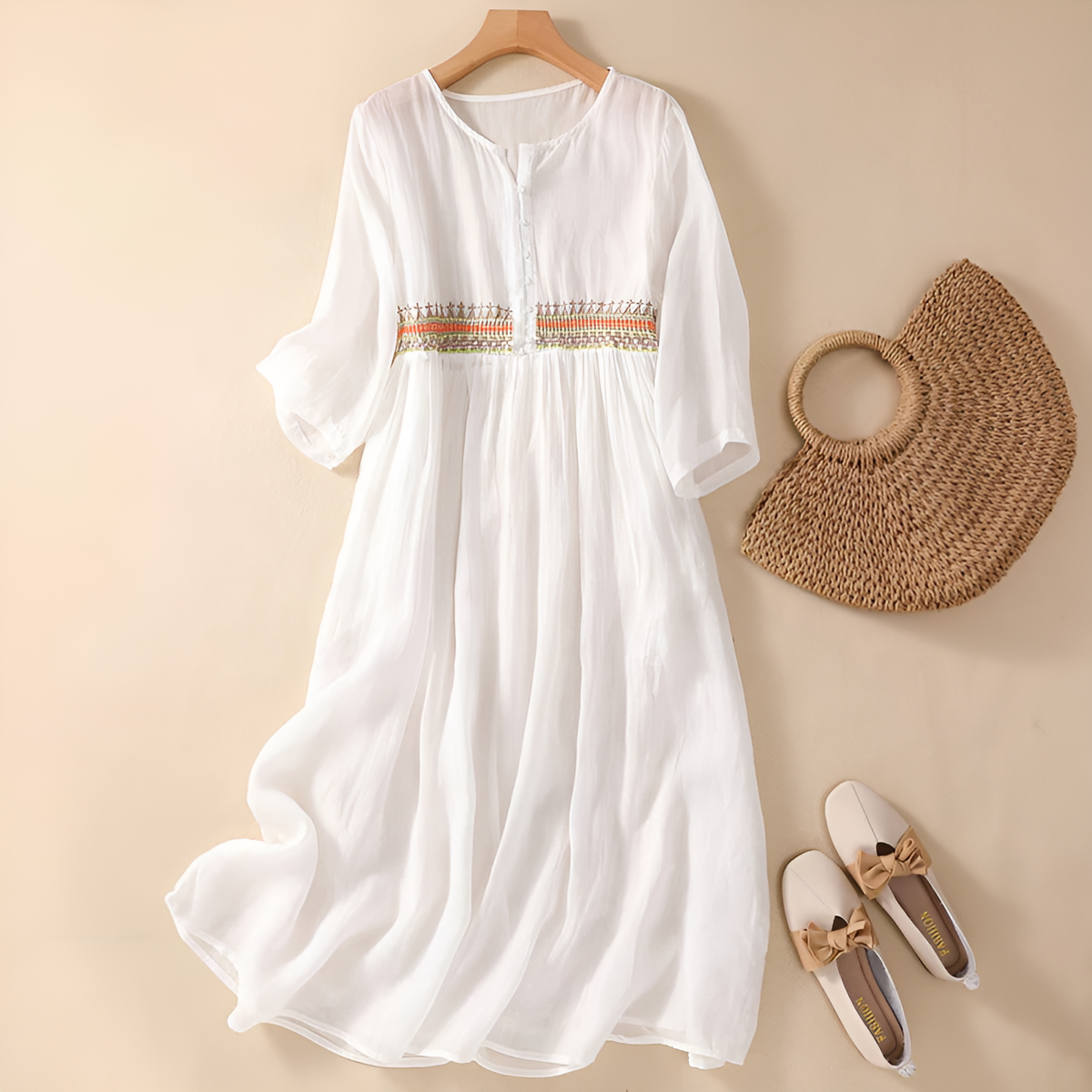 Women’s Dress | Embroidered Maxi V-Neck